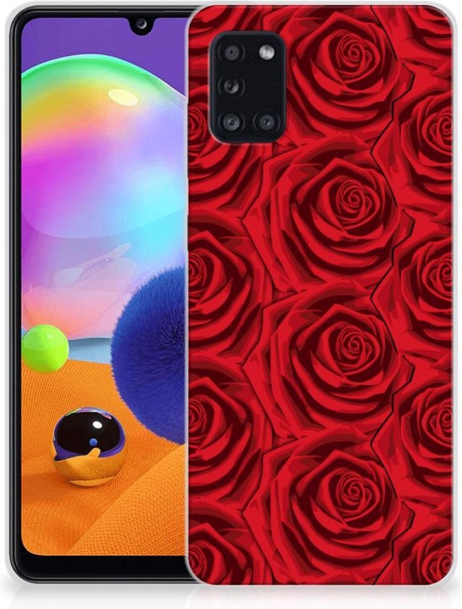 Back Cover voor Samsung Galaxy A31 TPU Case Red Roses