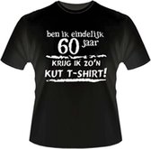 Funny zwart shirt. T-Shirt - Ben ik eindelijk 60 jaar - Krijg ik zo'n KUT Tshirt - Maat 5XL