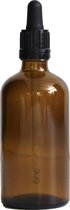 Flacon pipette ambre (verre brun) 100 ml avec pipette noire avec bouchon de garantie - flacon pipette en verre - aromathérapie