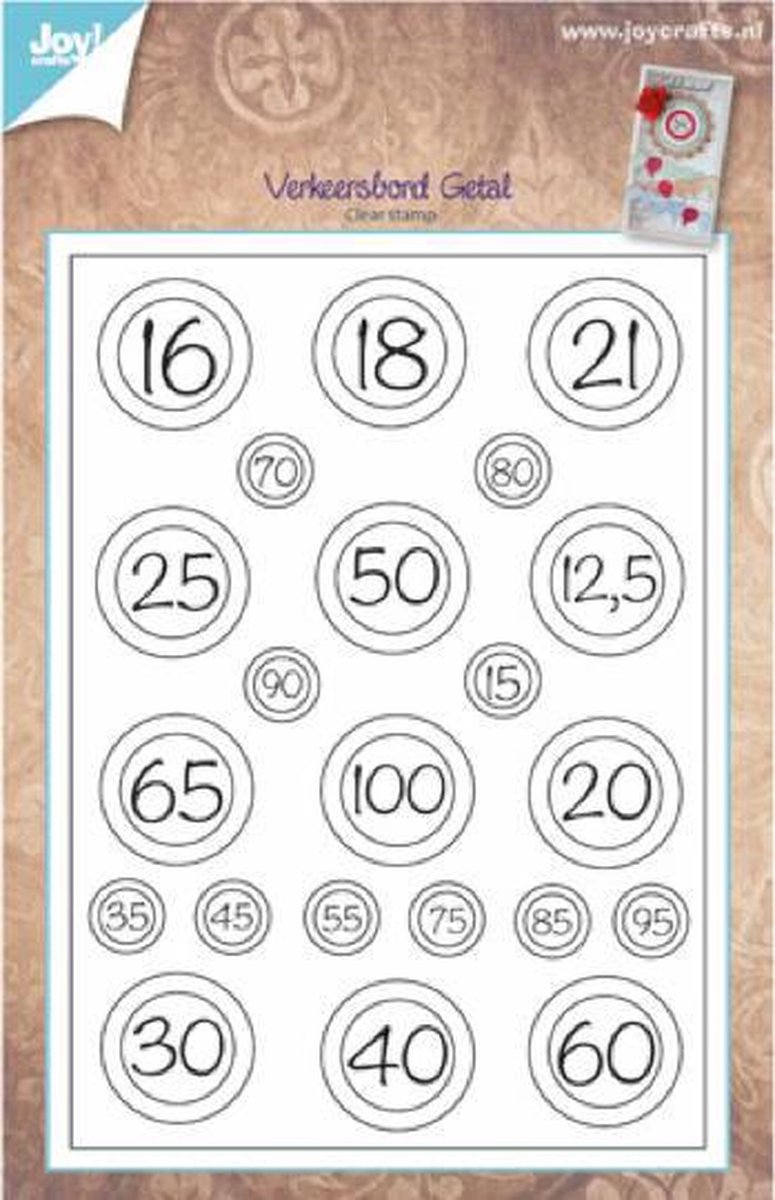 Joy crafts stempel - verkeersbord getal - clearstamp 22 onderdelen