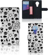 Telefoonhoesje Nokia 5.3 Wallet Case met Pasjeshouder Silver Punk