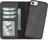 Mjora Lederen Apple iPhone 7 / 8 Hoesje (New edition Tweedelige ontwerp: Book Case / Hardcase - New Black)