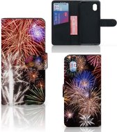 Portemonnee hoesje Alcatel 1B (2020) Smartphone Hoesje Kerstcadeau Vuurwerk