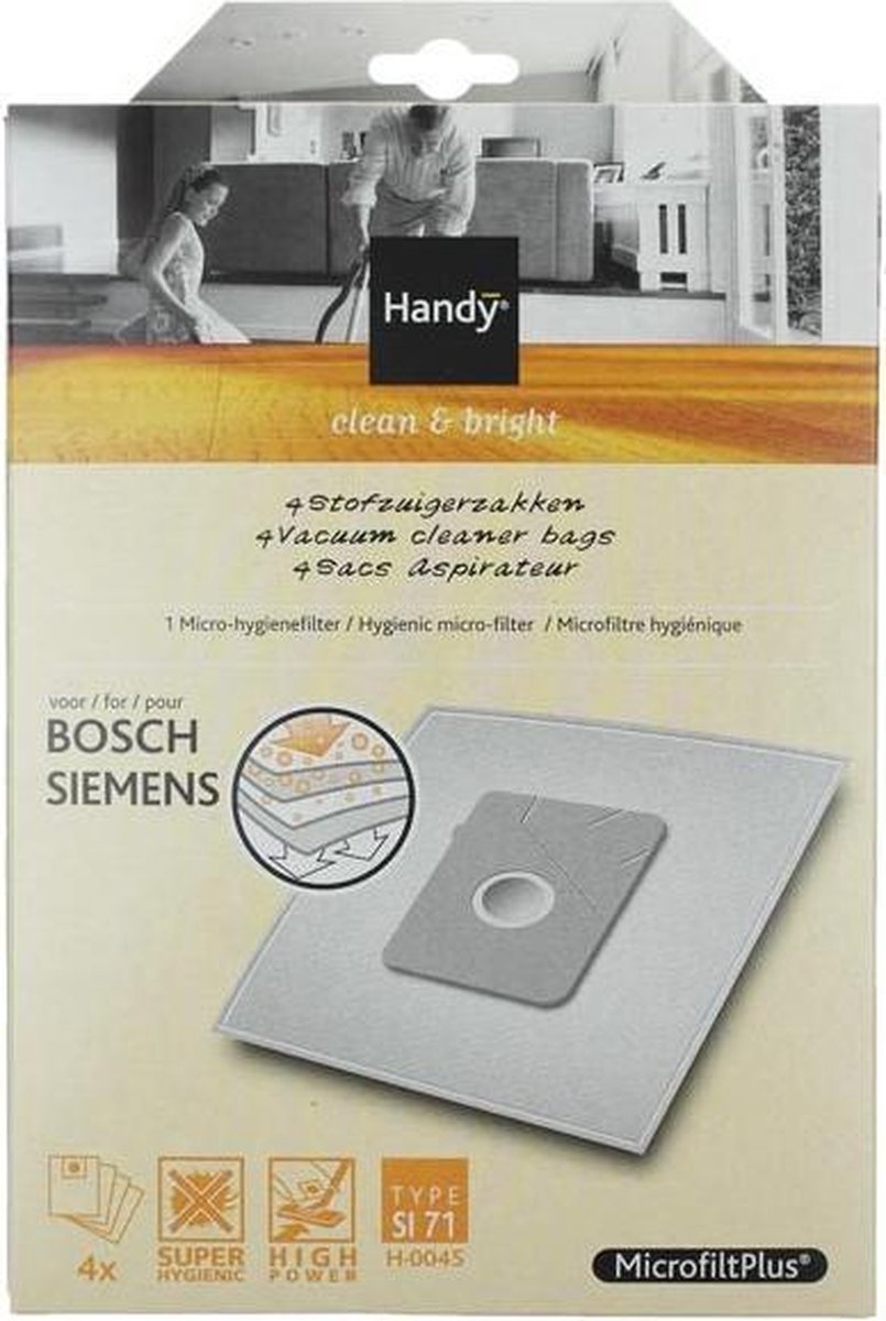 Handy Type SI71 - Stofzuigerzakken - 4 stuks + 1 Micro Hygiënefilter - Bosch en Siemens stofzuigerzakken