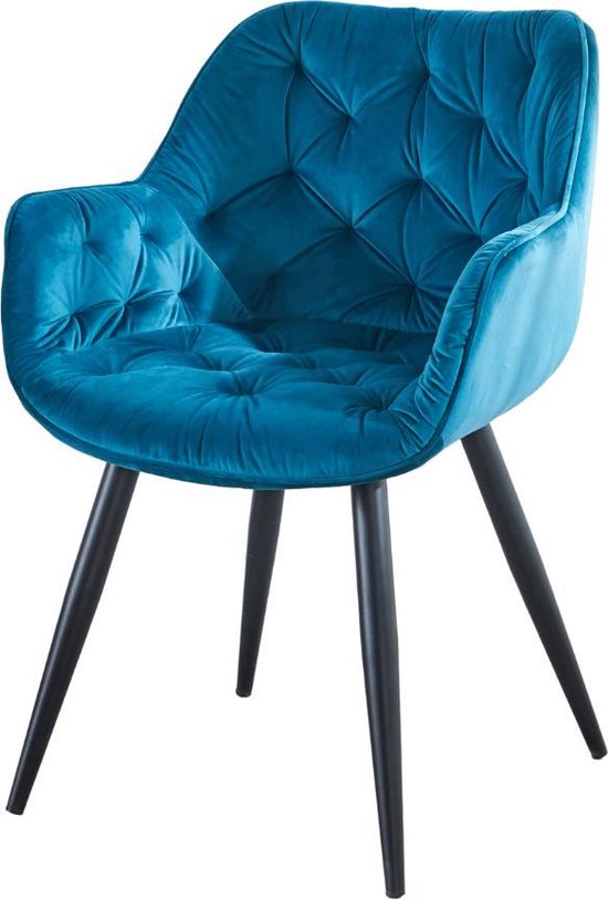 Raap bladeren op mist vice versa Troon Collectie - Turquoise - Eetkamerstoel met armleuning - Velvet stoel -  model... | bol.com