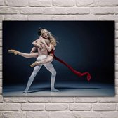 Allernieuwste Canvas Schilderij Danspaar - Dansers met Passie - Poster - Dancing - Mens - Kunst - 60 x 90 cm - Kleur