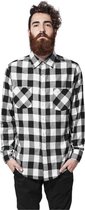 Urban Classics Overhemd -4XL- Checked Flanell Zwart/Wit