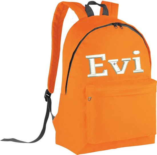 schooltas met naam oranje| geborduurd | 16 verschillende kleuren | gepersonaliseerd