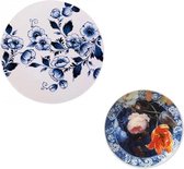 Wandbord set van 2 - Delfts blauw - muurdecoratie - wandborden porselein - wandborden rond - sierborden - bord aan de muur - wanddecoratie - woonaccessoire - keramiek