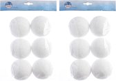 Kunstsneeuw 12x witte sneeuwballen 8 cm - Sneeuwversiering/sneeuwdecoratie witte sneeuw kerstballen