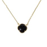 Ketting Klaver Zwart Onyx Goud | cadeau dames