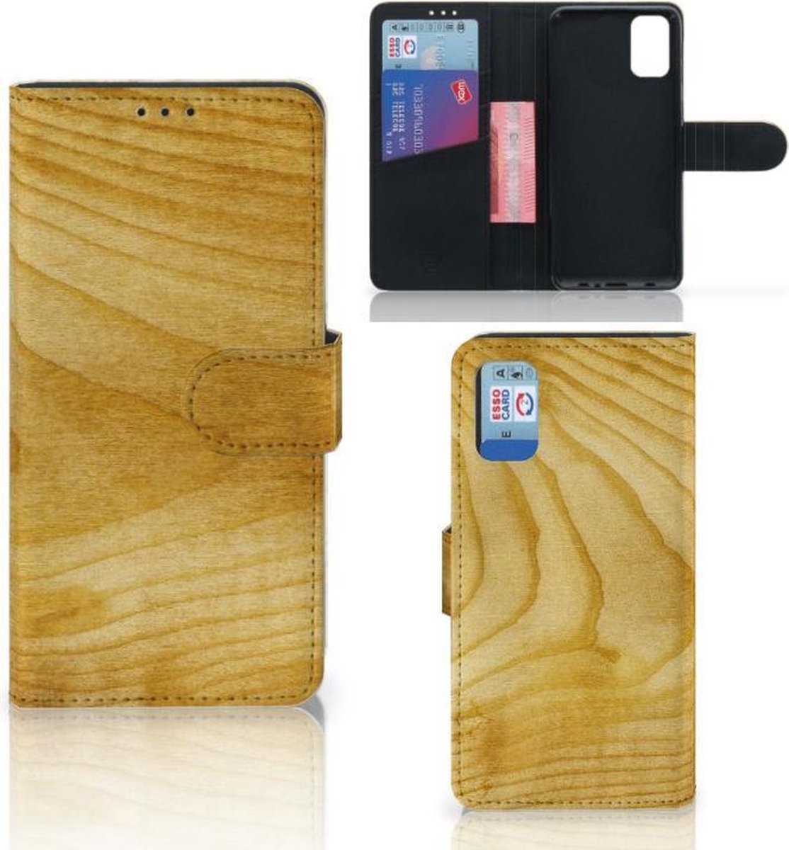 Samsung Galaxy A41 Book Style Case Licht Hout