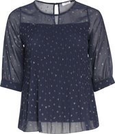 Plisséblouse met stippen van zilverkleurige lurex