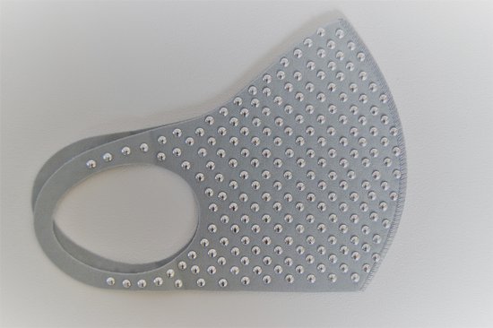 Comfort Face Mask grijs studs zilver 100% katoen - Mondmasker - Mondkapje - Herbruikbaar & wasbaar - UV protection - studs zilver