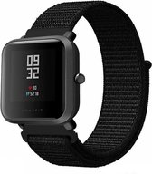 Nylon Smartwatch bandje - Geschikt voor  Xiaomi Amazfit Bip nylon band - zwart - Horlogeband / Polsband / Armband