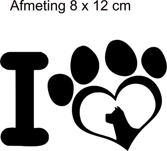 Auto / raam sticker  hondenpoot met hondje erin  8 x 12 cm