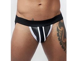 Mister b neoprene jockstrap black white xs