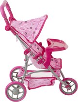 Poppenwagen - Buggy - Roze kinderwagen 3 wielen - L. 35 x B 58,5 x H. 62,5 cm