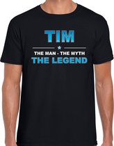 Naam cadeau Tim - The man, The myth the legend t-shirt  zwart voor heren - Cadeau shirt voor o.a verjaardag/ vaderdag/ pensioen/ geslaagd/ bedankt S