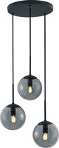 LED Hanglamp - Trion Balina - E14 Fitting - 3-lichts - Rond - Mat Zwart - Aluminium - BES LED