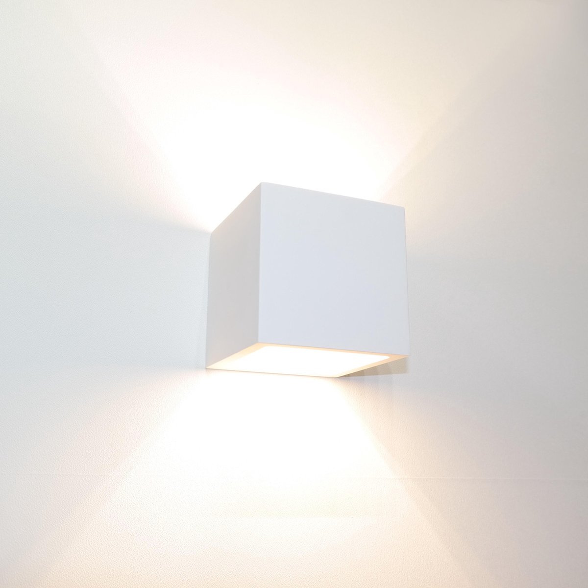 Wandlamp Plaster Vierkant Wit - 10x10x10cm - 1x G9 LED 3,5W 2700K 350lm - IP20 - Gips - Overschilderbaar - Dimbaar > wandlamp binnen wit | wandlamp wit | wandlamp overschilderbaar | wandlamp gips | muurlamp wit | led lamp wit | sfeer lamp wit