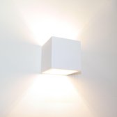 Wandlamp Plaster Vierkant Wit - 10x10x10cm - 1x G9 LED 3,5W 2700K 350lm - IP20 - Gips - Overschilderbaar - Dimbaar  > wandlamp binnen wit | wandlamp wit | wandlamp overschilderbaar