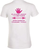 Heren T-shirt neon paars keep 1,5 meters distance L