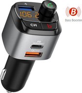 Bluetooth 5.0 FM Transmitter  Bass Booster  Carkit  Snel Lader  Hands Free Bellen  Bluetooth Audio Receiver Mp3  USB  Type C - Voice Navigatie  Muziek Streamen
