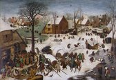 Pieter Bruegel de Oude, De volkstelling in Bethlehem, 1566 op canvas, afmetingen van dit schilderij zijn 45x100 cm