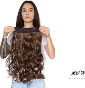 Wavy clip-in hairextension 60 cm lang krullend haar synthetisch, bruin mix kleur #M4/30 van Mi Loco Loco hair extensions clip in haar