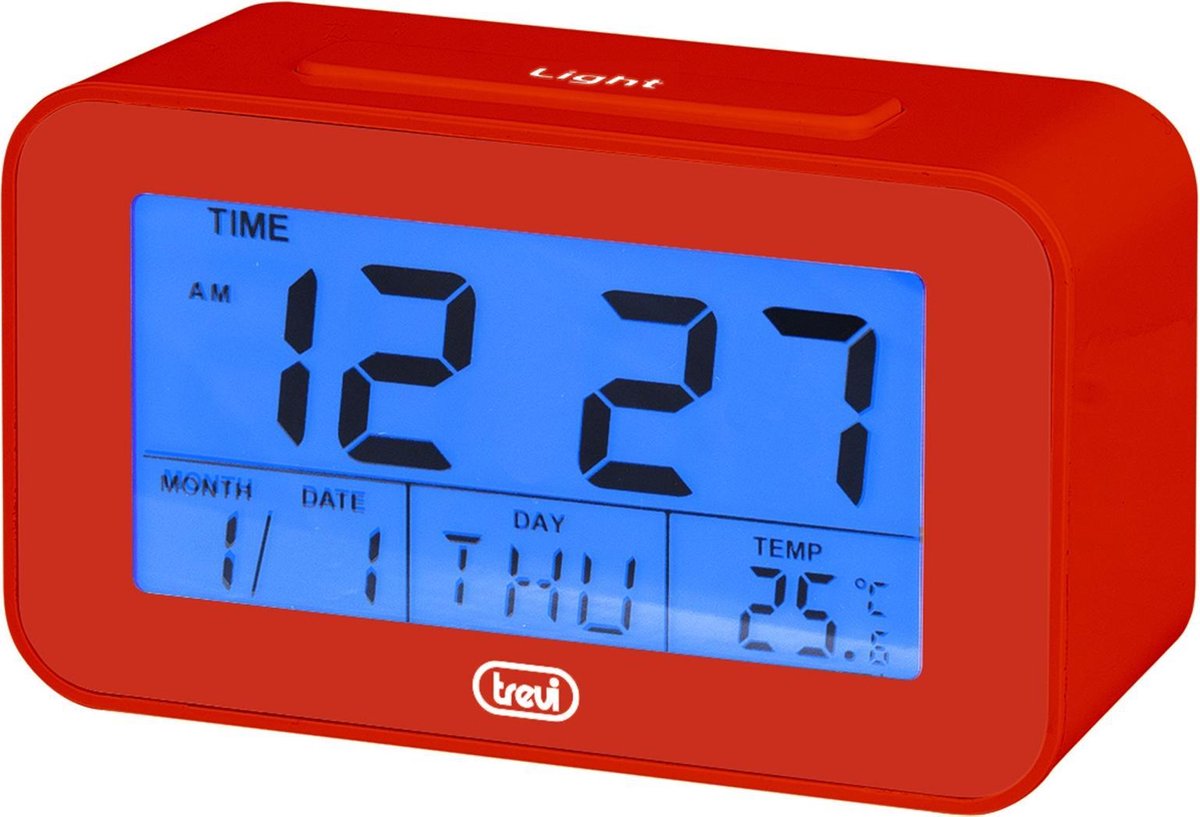 Trevi 0SL3P5002 - Digitale wekker - LCD scherm, datumaanduiding, thermometer, rood
