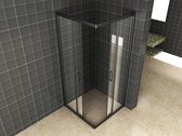 Skyline hoekinstap + 2 schuifdeuren 900x900x2000 mat-zwart 8mm NANO 20.3716