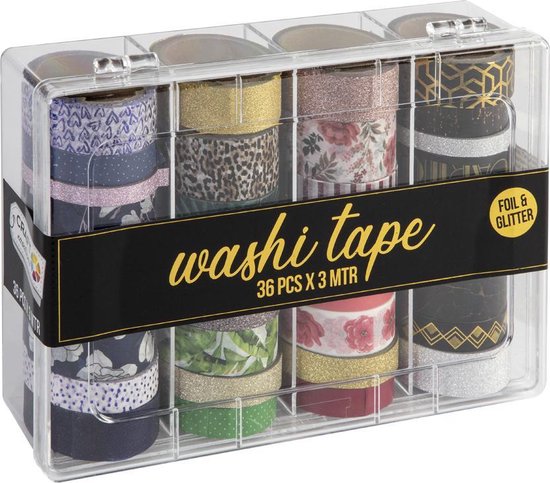 Washi Tape 36pcs x 3 meter | 36 verschillende designs | Bullet journal |  Craft Sensations | bol.com