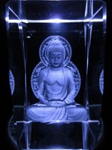 3 D laser blok met meditatie boeddha