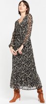 LOLALIZA Maxi jurk met luipaardprint - Zwart - Maat 40