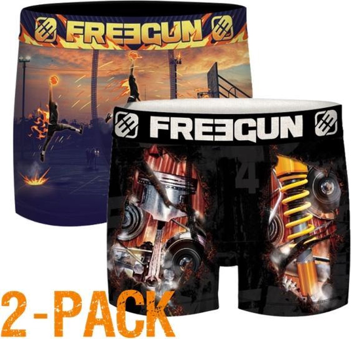 Freegun microvezel - maat S - 2-pack heren boxershorts - Bionic/basketbal
