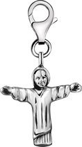 Quiges – Charm – Hanger - 3D Christus de Verlosser - Verzilverd - karabijnslot - geschikt - voor - Zinzi, Thomas – Sabo - Ti Sento - Bedelarmband - QHC100