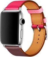 Geschikt voor Apple Watch bandje 42 / 44 / 45 mm - Series 1 2 3 4 5 6 7 SE - Smartwatch iWatch horloge band - 42mm 44mm 45mm - Fungus - PU Leer - Paars roze - Net