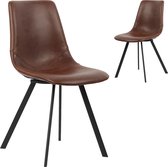 Set van 2 design stoelen 84 cm PU en metaal  bruin et zwart