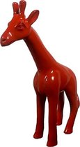 GIRAFFE KUNSTOF ROOD DECORATIE BEELD