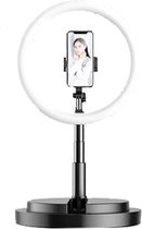Let op type!! Mobile Phone Live Broadcast Opvouwbare LED-ring geïntegreerde Selfie Beauty Floor-mounted Light Lamp Bracket (Zwart)