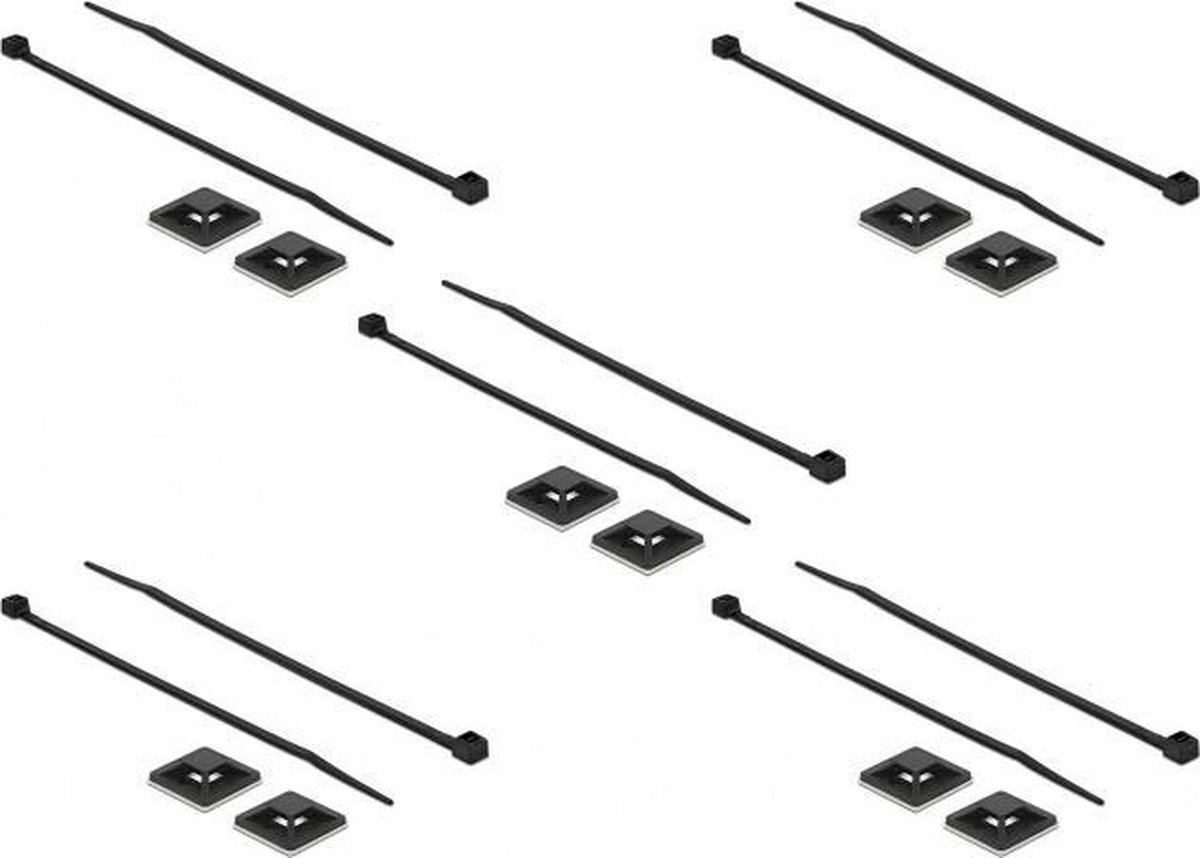Tie-wraps 150 x 3,5mm (10 stuks) met zelfklevende houders (10 stuks) / zwart - UV resistent