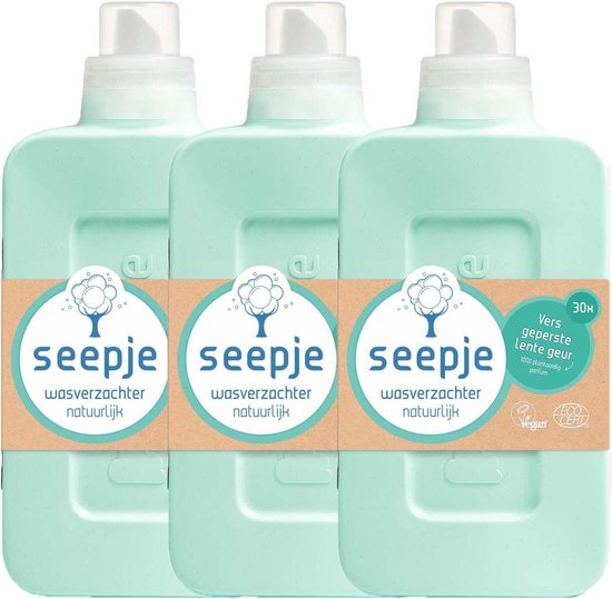 Seepje - Wasverzachter - Vers geperste lente geur -3 x 750 ml - (90 wasbeurten) - Voordeelverpakking