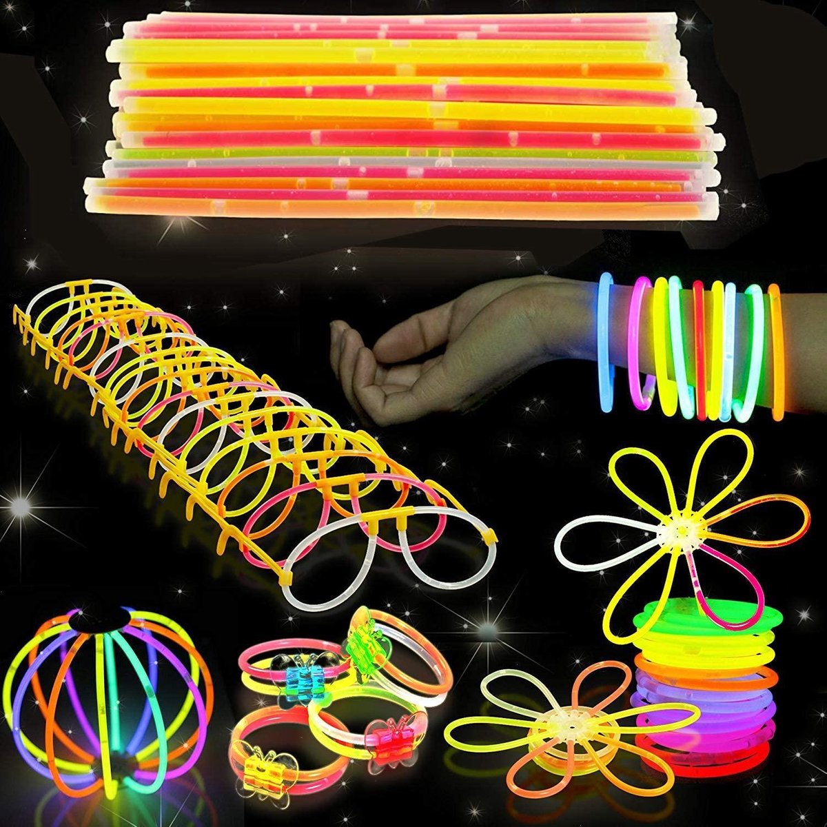 Pack de 543 - 250 bâtons lumineux bâtons lumineux, 293 connecteurs -  bracelets,... | bol.com