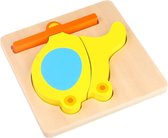 Tooky Toy Vormenpuzzel Helikopter 14 Cm Hout Geel/oranje 3 Stuks