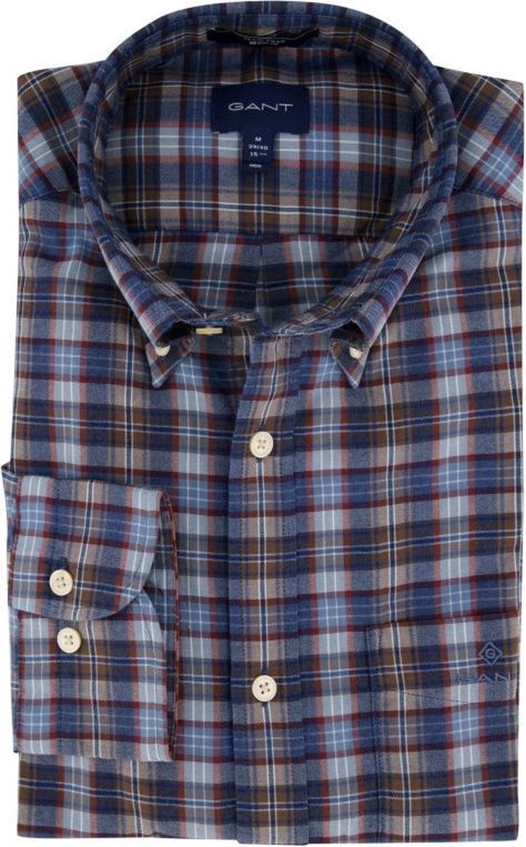 Overhemd Gant blauw geruit