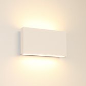 Wandlamp Box 2L Wit - LED 2x4W 2700K 2x650lm - IP54 - Dimbaar > wandlamp binnen wit | wandlamp buiten wit | wandlamp wit | buitenlamp wit | muurlamp wit | led lamp wit | sfeer lamp wit | design lamp wit