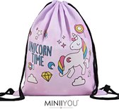Unicorn gymtasje - sport tasje paars - 33x39 cm | gymtasje met rijgkoord | gymzakje verstelbaar in maat | Leeftijd: 4 t/m 12 jaar