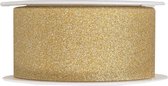 1x Hobby/decoratie gouden sierlinten met glitters 3 cm/30 mm x 5 meter - Kerst - Cadeaulinten satijnlinten/ribbons