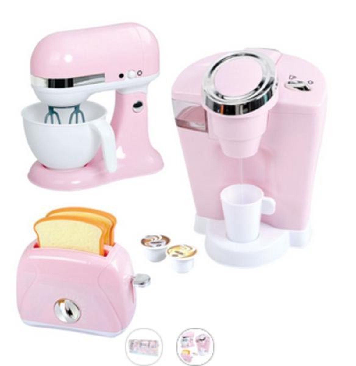 PlayGo My First Kitchen Appliances Playset; Coffee Maker, Mix Master and  Toaster Pretend Coffee Machine (Pink Trio) 